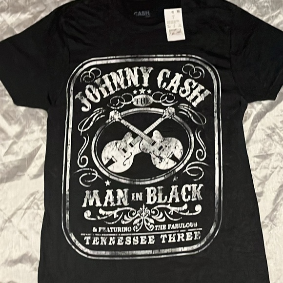 Johnny Cash Charcoal Heather Grey Short Sleeve Tee Shirt NWT 17-19 PTP - Picture 2 of 7